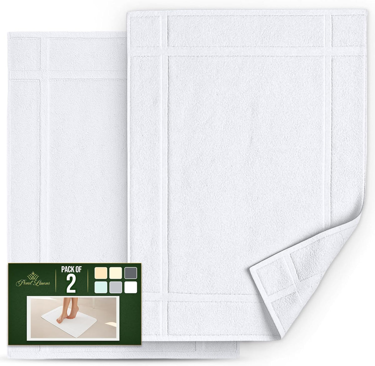 Pack of 6 100% Cotton Bath Mat Towels, 20x30 inches, Soft & Absorbent Floor Towels for Bathroom, Not Bathroom Rugs, After Shower Mat, 687 GSM, Machine Washable, Airbnb Essentials, White