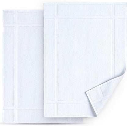 Pack of 6 100% Cotton Bath Mat Towels, 20x30 inches, Soft & Absorbent Floor Towels for Bathroom, Not Bathroom Rugs, After Shower Mat, 687 GSM, Machine Washable, Airbnb Essentials, White