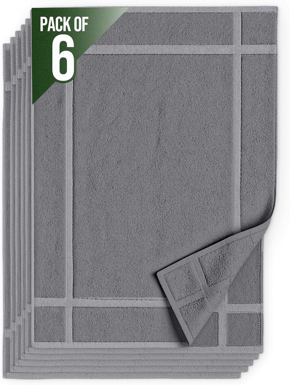 Pack of 6 100% Cotton Bath Mat Towels, 20x30 inches, Soft & Absorbent Floor Towels for Bathroom, Not Bathroom Rugs, After Shower Mat, 687 GSM, Machine Washable, Airbnb Essentials, White