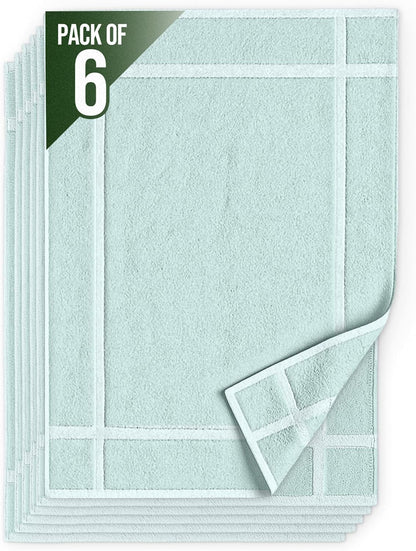 Pack of 6 100% Cotton Bath Mat Towels, 20x30 inches, Soft & Absorbent Floor Towels for Bathroom, Not Bathroom Rugs, After Shower Mat, 687 GSM, Machine Washable, Airbnb Essentials, White