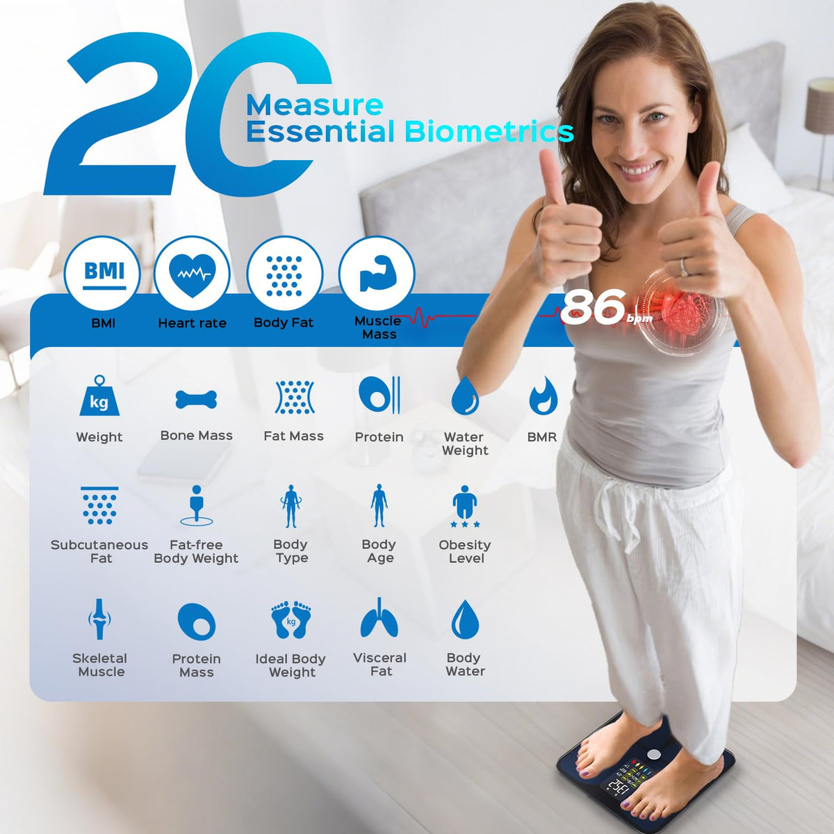 Scale for Body Weight, Smart Digital Bathroom Weight Scale with Bmi