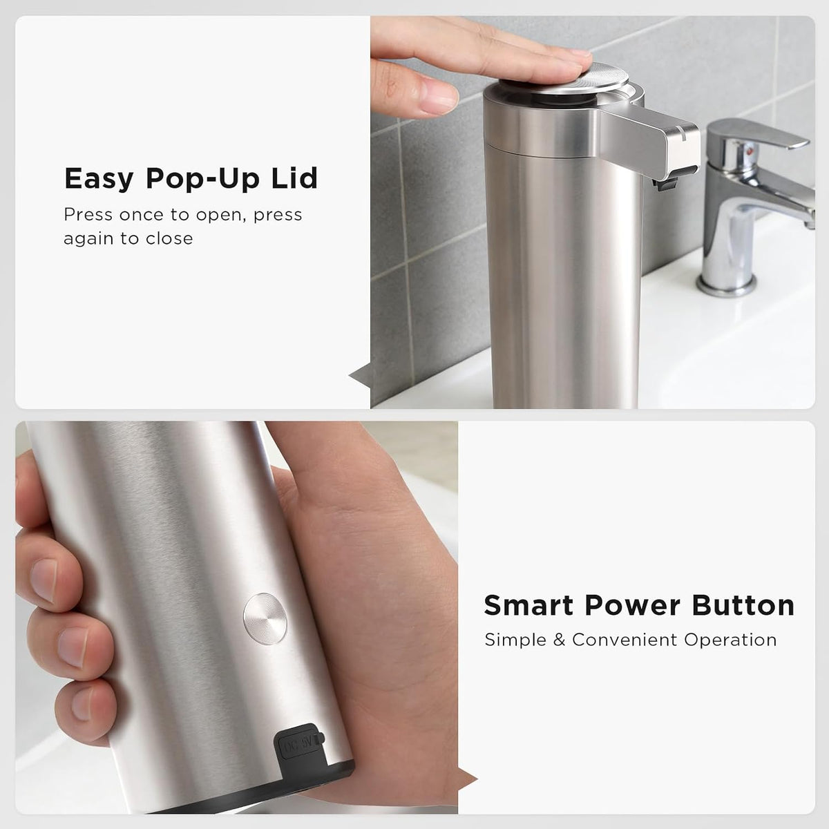 Automatic Soap Dispenser, Touchless, 9 oz, Stainless Steel