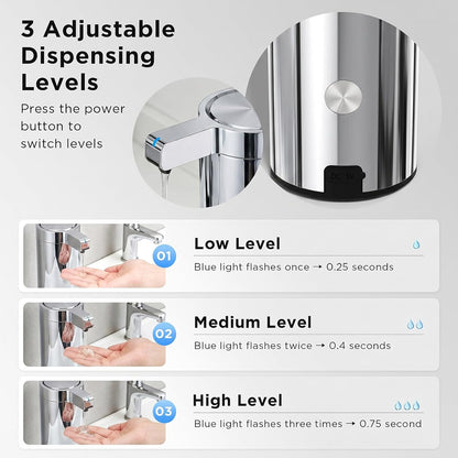 Automatic Soap Dispenser, Touchless, 9 oz, Stainless Steel
