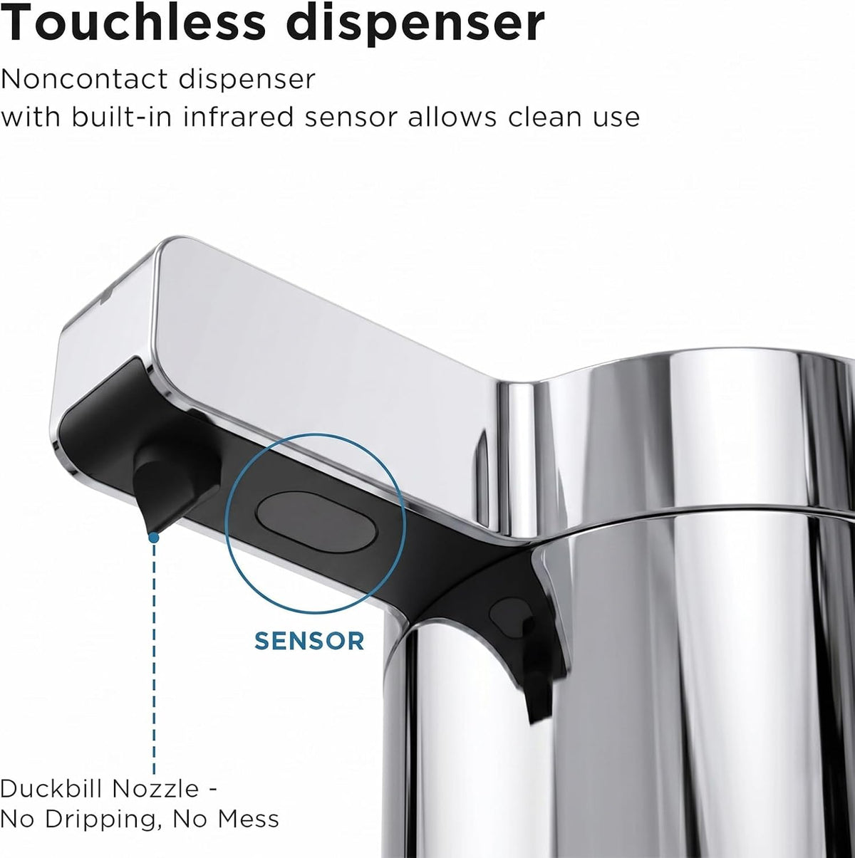 Automatic Soap Dispenser, Touchless, 9 oz, Stainless Steel