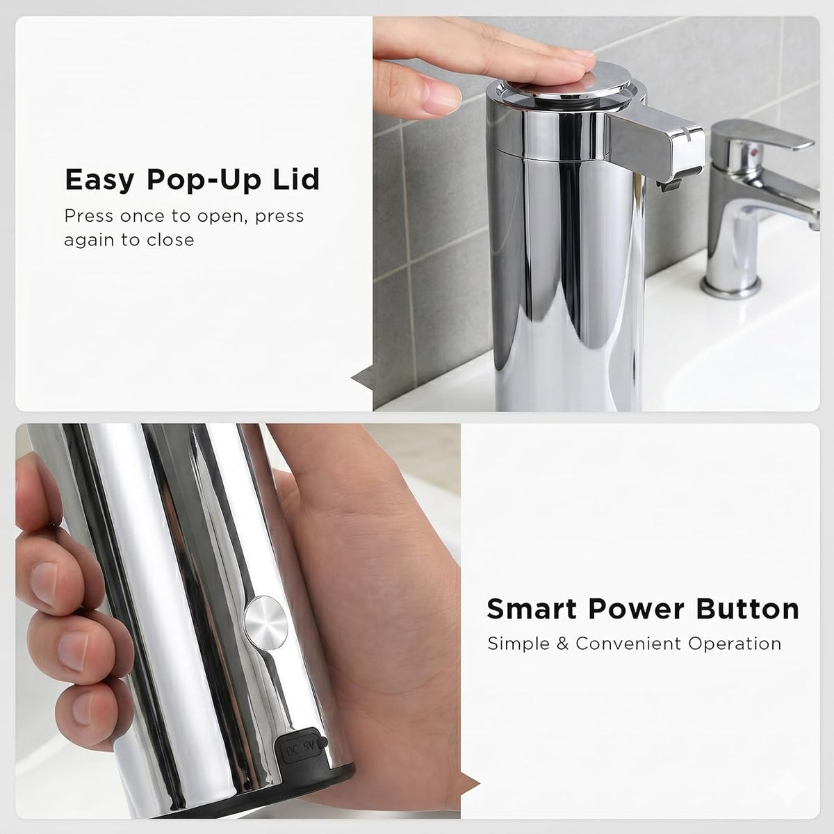 Automatic Soap Dispenser, Touchless, 9 oz, Stainless Steel