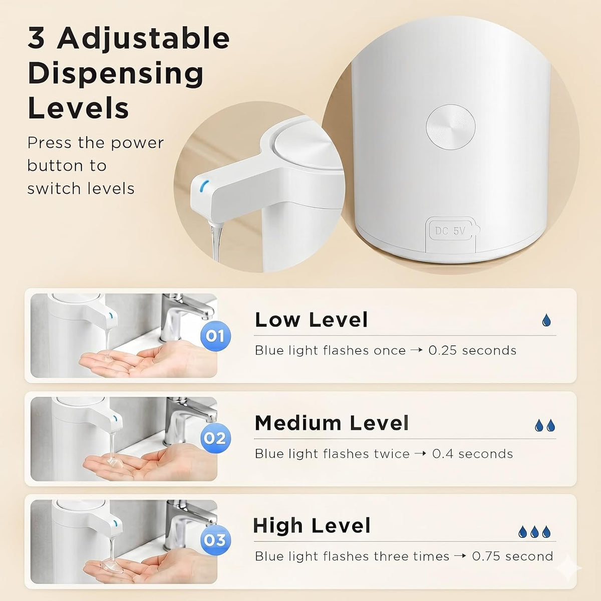 Automatic Soap Dispenser, Touchless, 9 oz, Stainless Steel