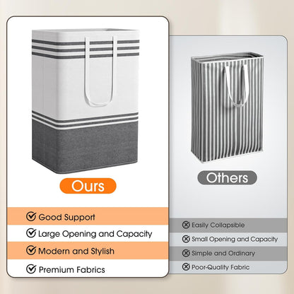 2 Pack Large Laundry Baskets, Laundry Hampers for Dorm, Bathroom, Room 75L | Freestanding, Waterproof, Collapsible Clothes Bags with Reinforced Handles - Foldable Dirty Clothes Baskets Laundry Bins