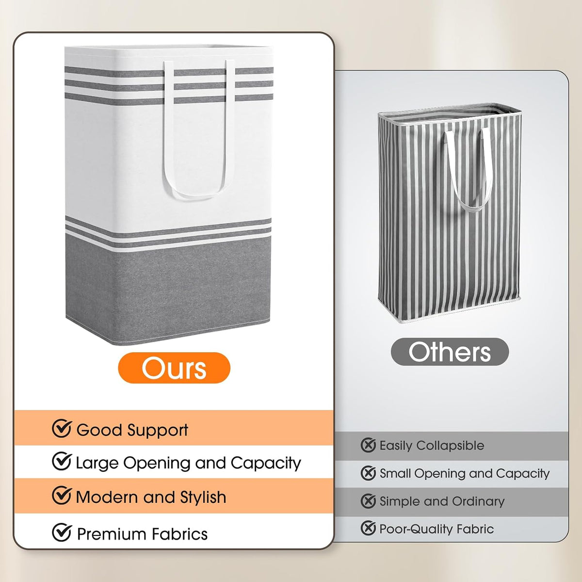 2 Pack Large Laundry Baskets, Laundry Hampers for Dorm, Bathroom, Room 75L | Freestanding, Waterproof, Collapsible Clothes Bags with Reinforced Handles - Foldable Dirty Clothes Baskets Laundry Bins