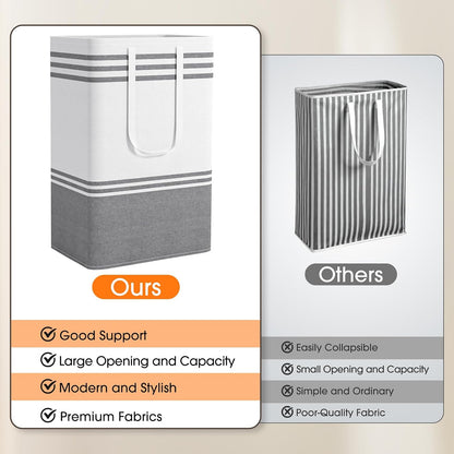 2 Pack Large Laundry Baskets, Laundry Hampers for Dorm, Bathroom, Room 75L | Freestanding, Waterproof, Collapsible Clothes Bags with Reinforced Handles - Foldable Dirty Clothes Baskets Laundry Bins