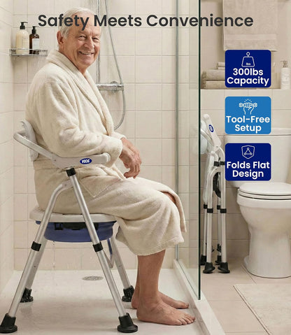 Folding Shower Chair for Seniors and Disabled Inside Shower