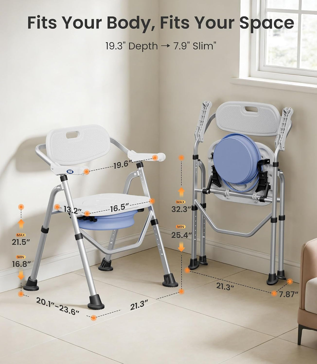 Folding Shower Chair for Seniors and Disabled Inside Shower
