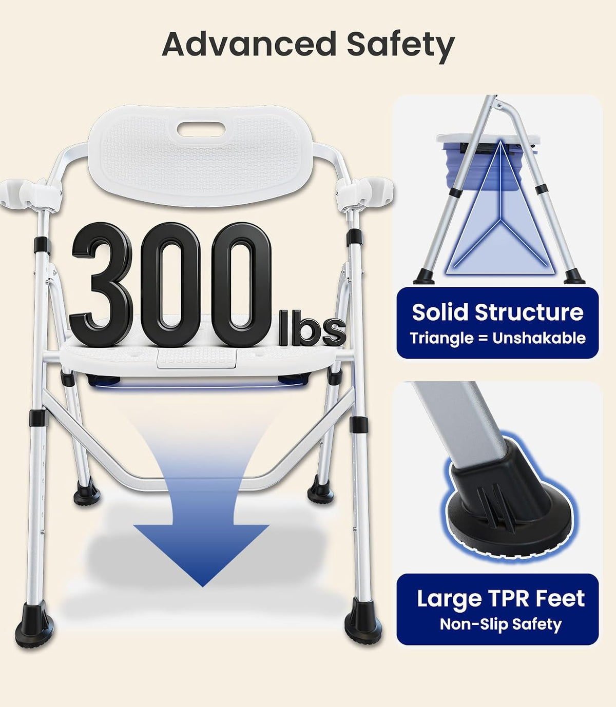 Folding Shower Chair for Seniors and Disabled Inside Shower