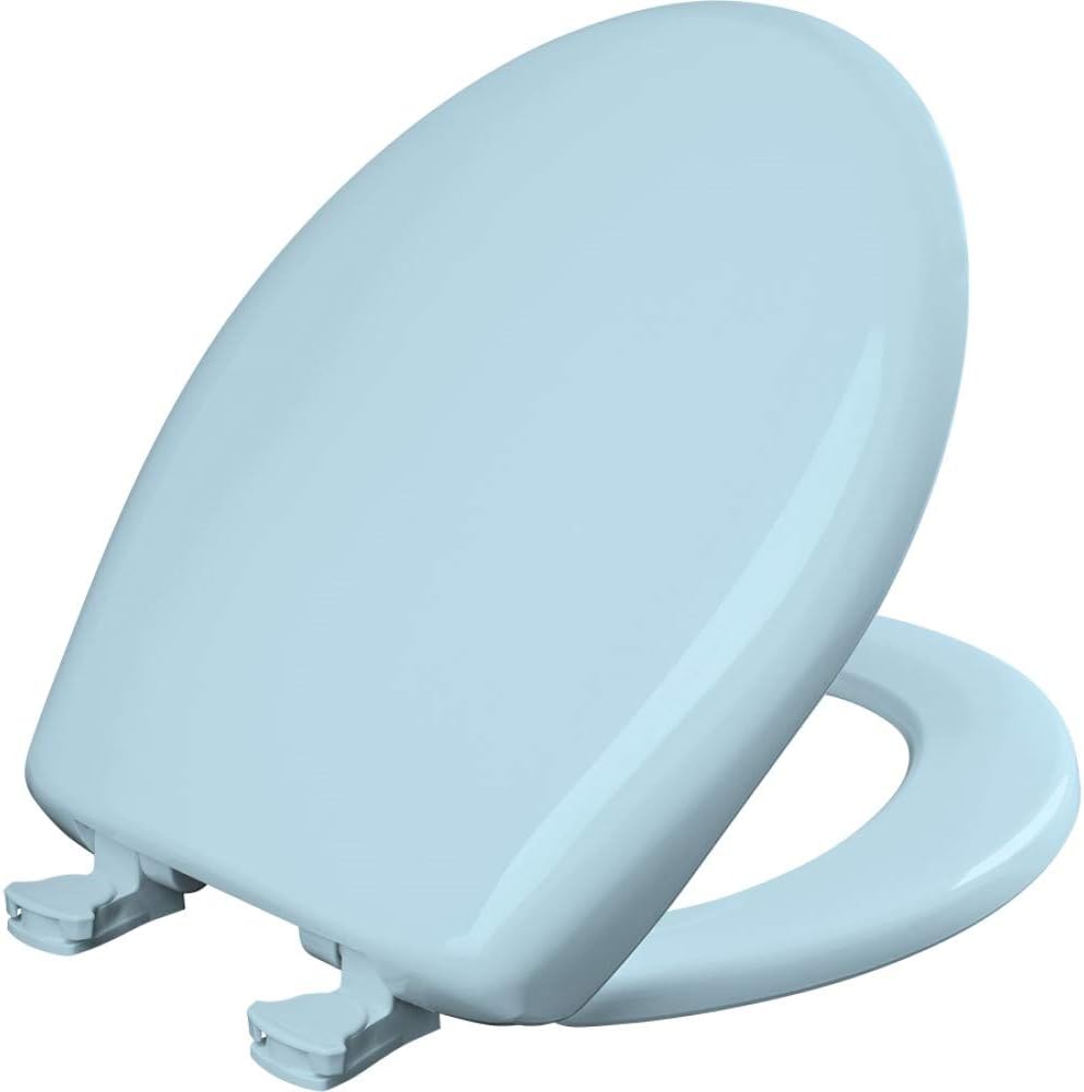 Classic Colors Slow Close Toilet Seat, Easy Clean Hinges and Durable Plastic Seat, Made in USA, Round, Dresden Blue