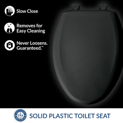 Classic Colors Slow Close Toilet Seat, Easy Clean Hinges and Durable Plastic Seat, Made in USA, Round, Dresden Blue