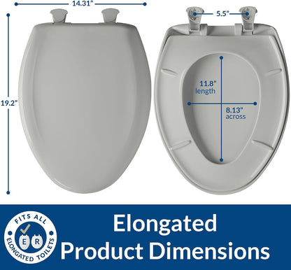 Classic Colors Slow Close Toilet Seat, Easy Clean Hinges and Durable Plastic Seat, Made in USA, Round, Dresden Blue