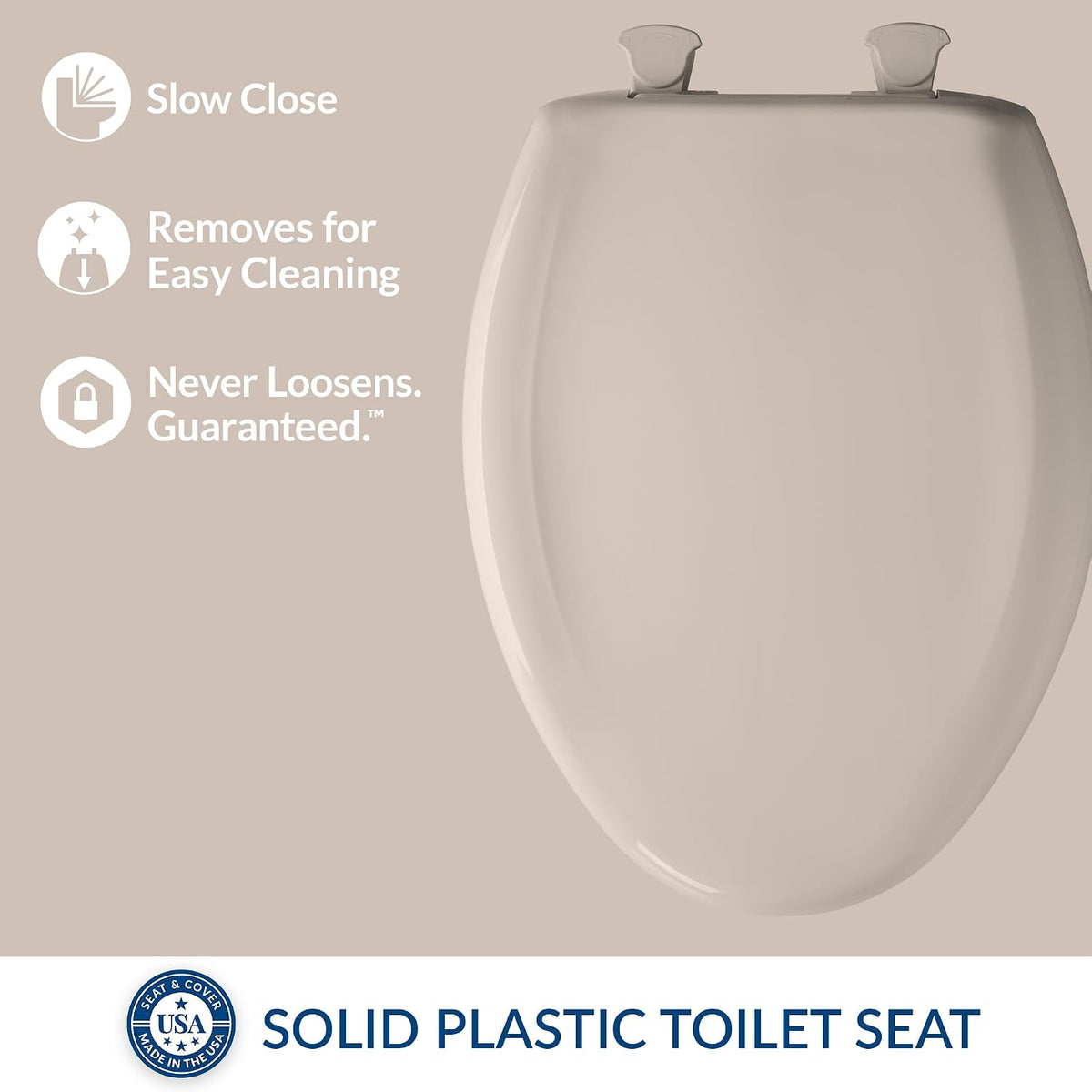 Classic Colors Slow Close Toilet Seat, Easy Clean Hinges and Durable Plastic Seat, Made in USA, Round, Dresden Blue