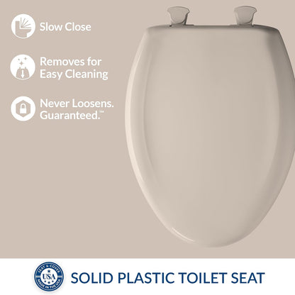 Classic Colors Slow Close Toilet Seat, Easy Clean Hinges and Durable Plastic Seat, Made in USA, Round, Dresden Blue