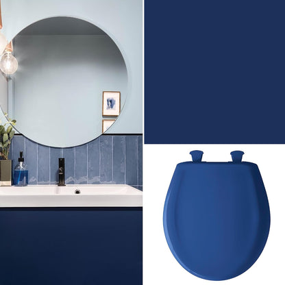 Classic Colors Slow Close Toilet Seat, Easy Clean Hinges and Durable Plastic Seat, Made in USA, Round, Dresden Blue