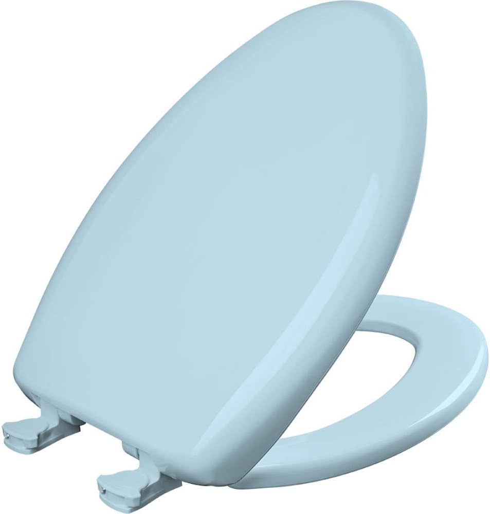 Classic Colors Slow Close Toilet Seat, Easy Clean Hinges and Durable Plastic Seat, Made in USA, Round, Dresden Blue