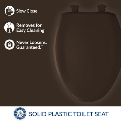 Classic Colors Slow Close Toilet Seat, Easy Clean Hinges and Durable Plastic Seat, Made in USA, Round, Dresden Blue