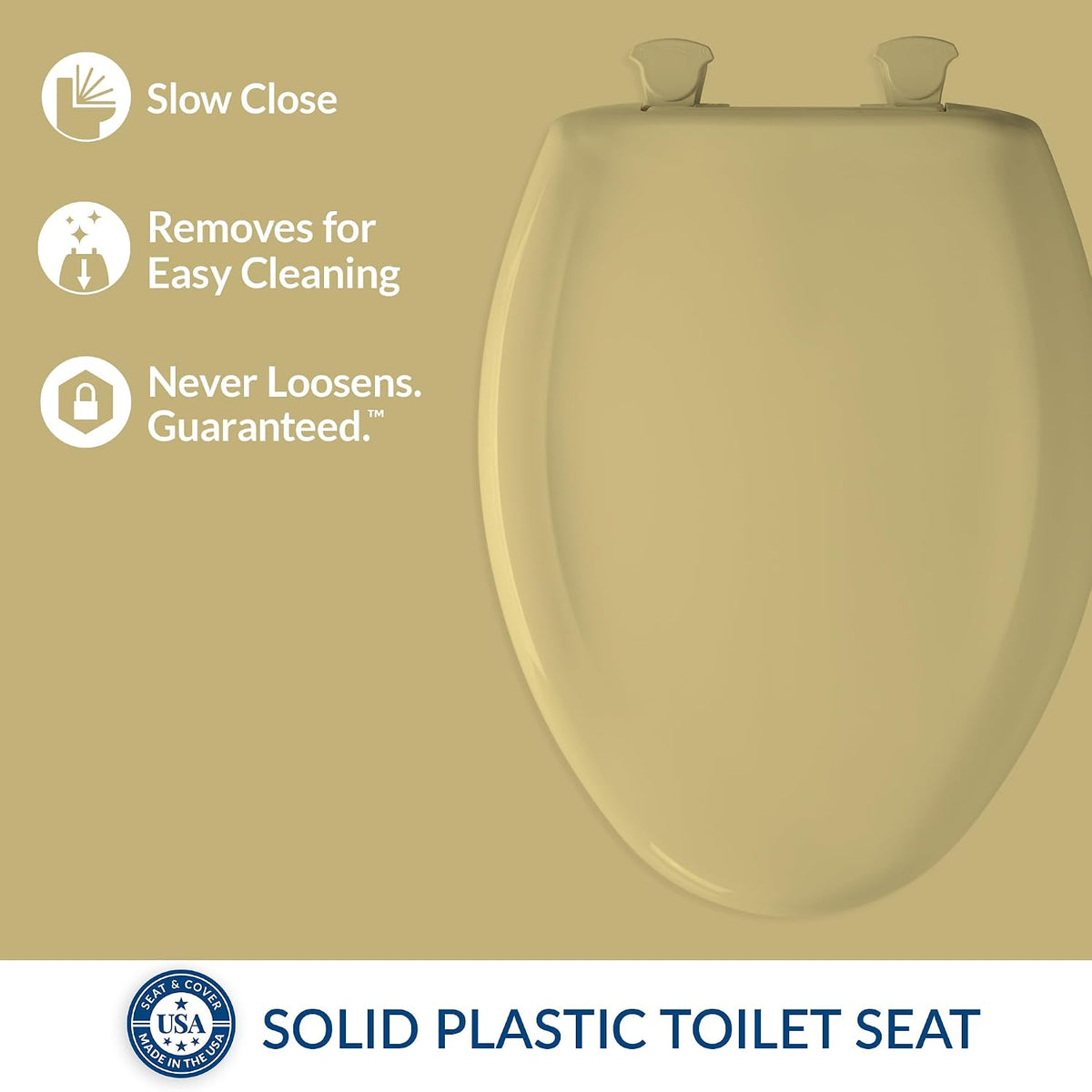 Classic Colors Slow Close Toilet Seat, Easy Clean Hinges and Durable Plastic Seat, Made in USA, Round, Dresden Blue