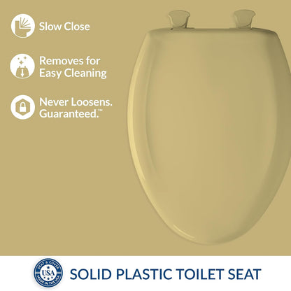 Classic Colors Slow Close Toilet Seat, Easy Clean Hinges and Durable Plastic Seat, Made in USA, Round, Dresden Blue