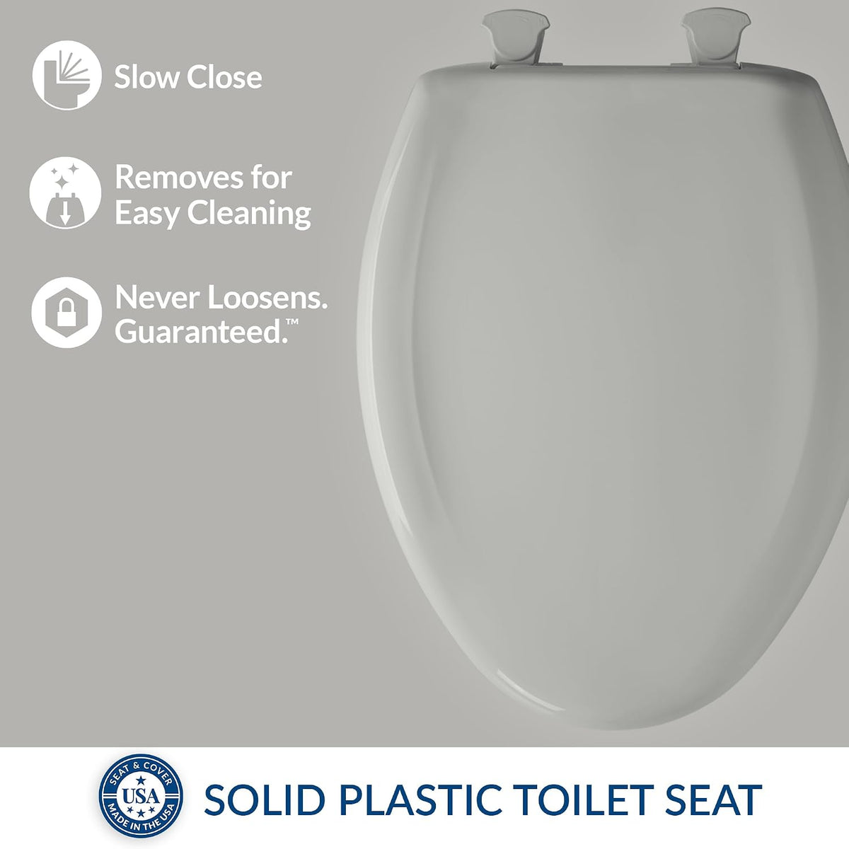 Classic Colors Slow Close Toilet Seat, Easy Clean Hinges and Durable Plastic Seat, Made in USA, Round, Dresden Blue