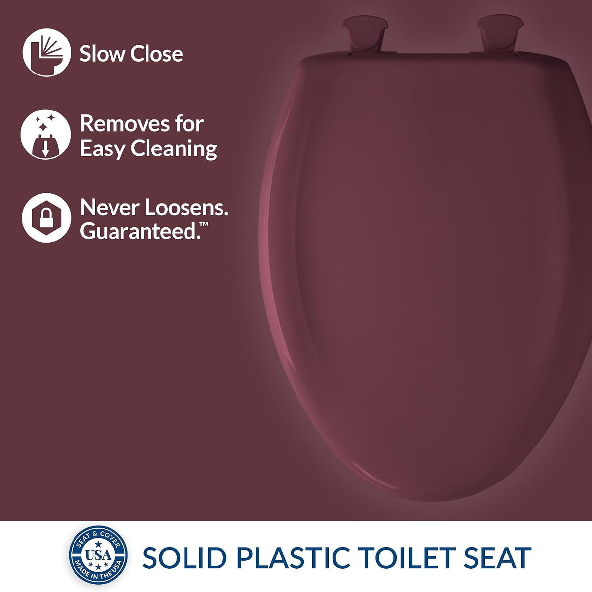 Classic Colors Slow Close Toilet Seat, Easy Clean Hinges and Durable Plastic Seat, Made in USA, Round, Dresden Blue
