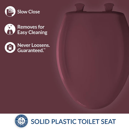 Classic Colors Slow Close Toilet Seat, Easy Clean Hinges and Durable Plastic Seat, Made in USA, Round, Dresden Blue