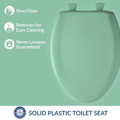 Classic Colors Slow Close Toilet Seat, Easy Clean Hinges and Durable Plastic Seat, Made in USA, Round, Dresden Blue