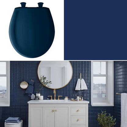 Classic Colors Slow Close Toilet Seat, Easy Clean Hinges and Durable Plastic Seat, Made in USA, Round, Dresden Blue
