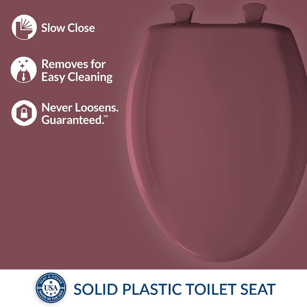 Classic Colors Slow Close Toilet Seat, Easy Clean Hinges and Durable Plastic Seat, Made in USA, Round, Dresden Blue