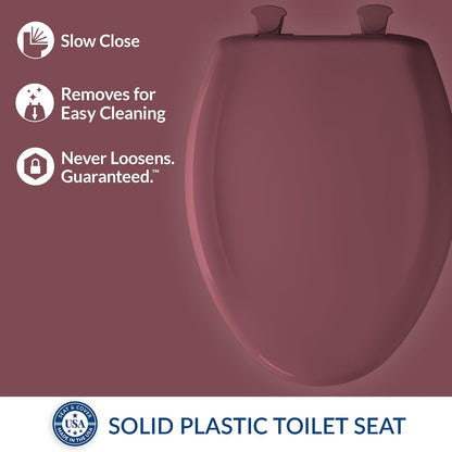 Classic Colors Slow Close Toilet Seat, Easy Clean Hinges and Durable Plastic Seat, Made in USA, Round, Dresden Blue