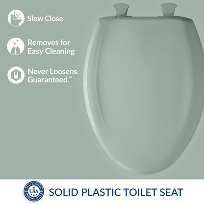 Classic Colors Slow Close Toilet Seat, Easy Clean Hinges and Durable Plastic Seat, Made in USA, Round, Dresden Blue