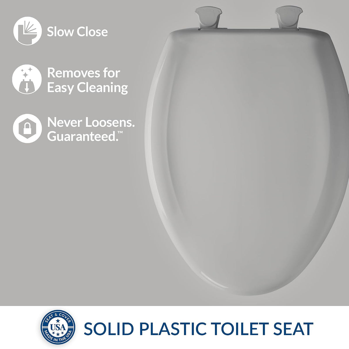 Classic Colors Slow Close Toilet Seat, Easy Clean Hinges and Durable Plastic Seat, Made in USA, Round, Dresden Blue