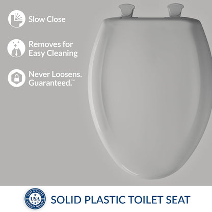 Classic Colors Slow Close Toilet Seat, Easy Clean Hinges and Durable Plastic Seat, Made in USA, Round, Dresden Blue