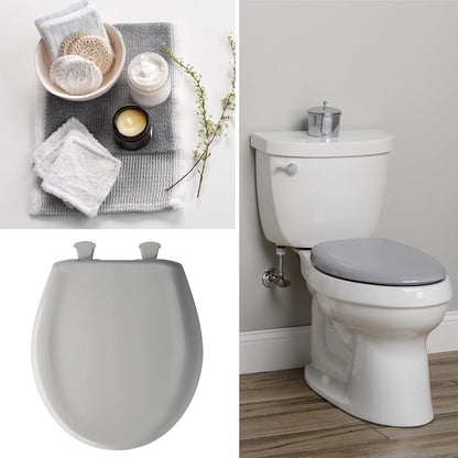 Classic Colors Slow Close Toilet Seat, Easy Clean Hinges and Durable Plastic Seat, Made in USA, Round, Dresden Blue