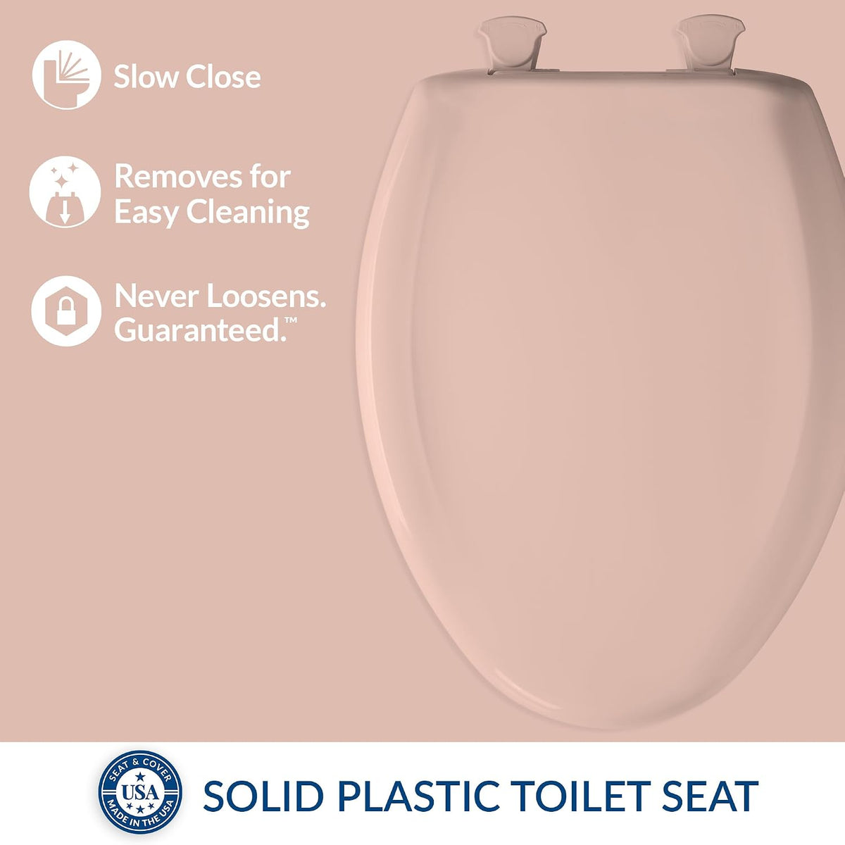Classic Colors Slow Close Toilet Seat, Easy Clean Hinges and Durable Plastic Seat, Made in USA, Round, Dresden Blue