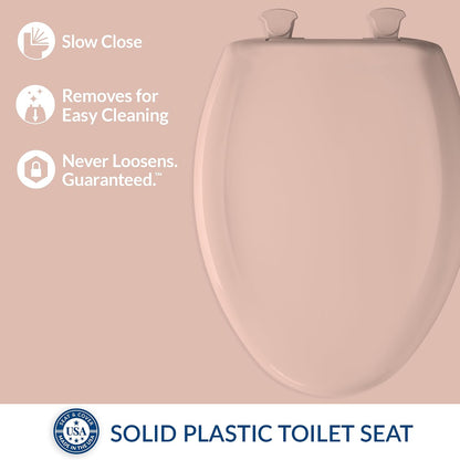 Classic Colors Slow Close Toilet Seat, Easy Clean Hinges and Durable Plastic Seat, Made in USA, Round, Dresden Blue