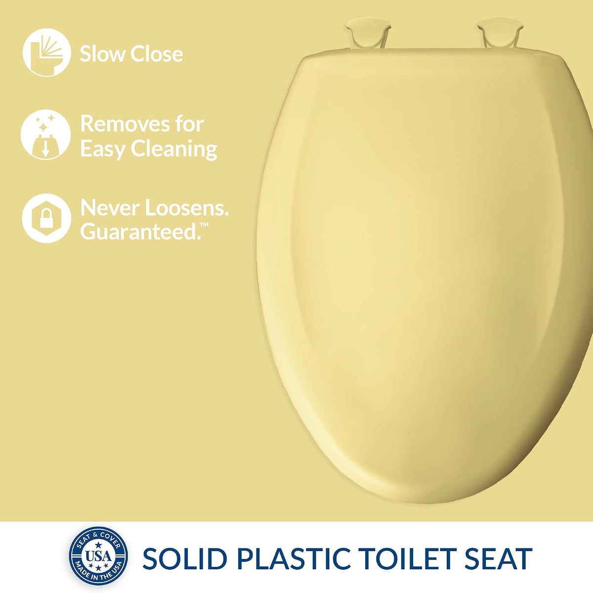 Classic Colors Slow Close Toilet Seat, Easy Clean Hinges and Durable Plastic Seat, Made in USA, Round, Dresden Blue