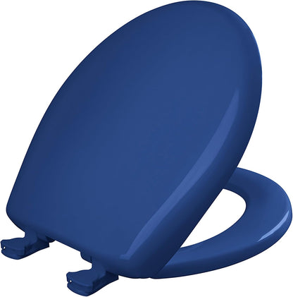 Classic Colors Slow Close Toilet Seat, Easy Clean Hinges and Durable Plastic Seat, Made in USA, Round, Dresden Blue