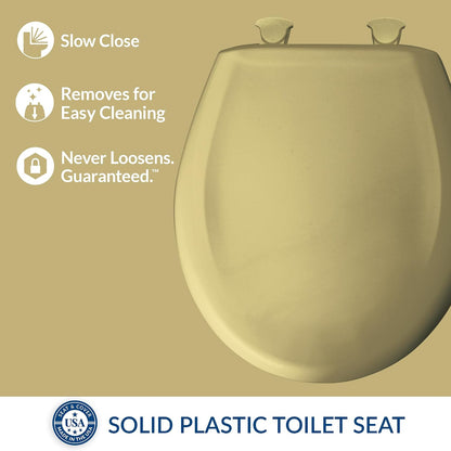 Classic Colors Slow Close Toilet Seat, Easy Clean Hinges and Durable Plastic Seat, Made in USA, Round, Dresden Blue