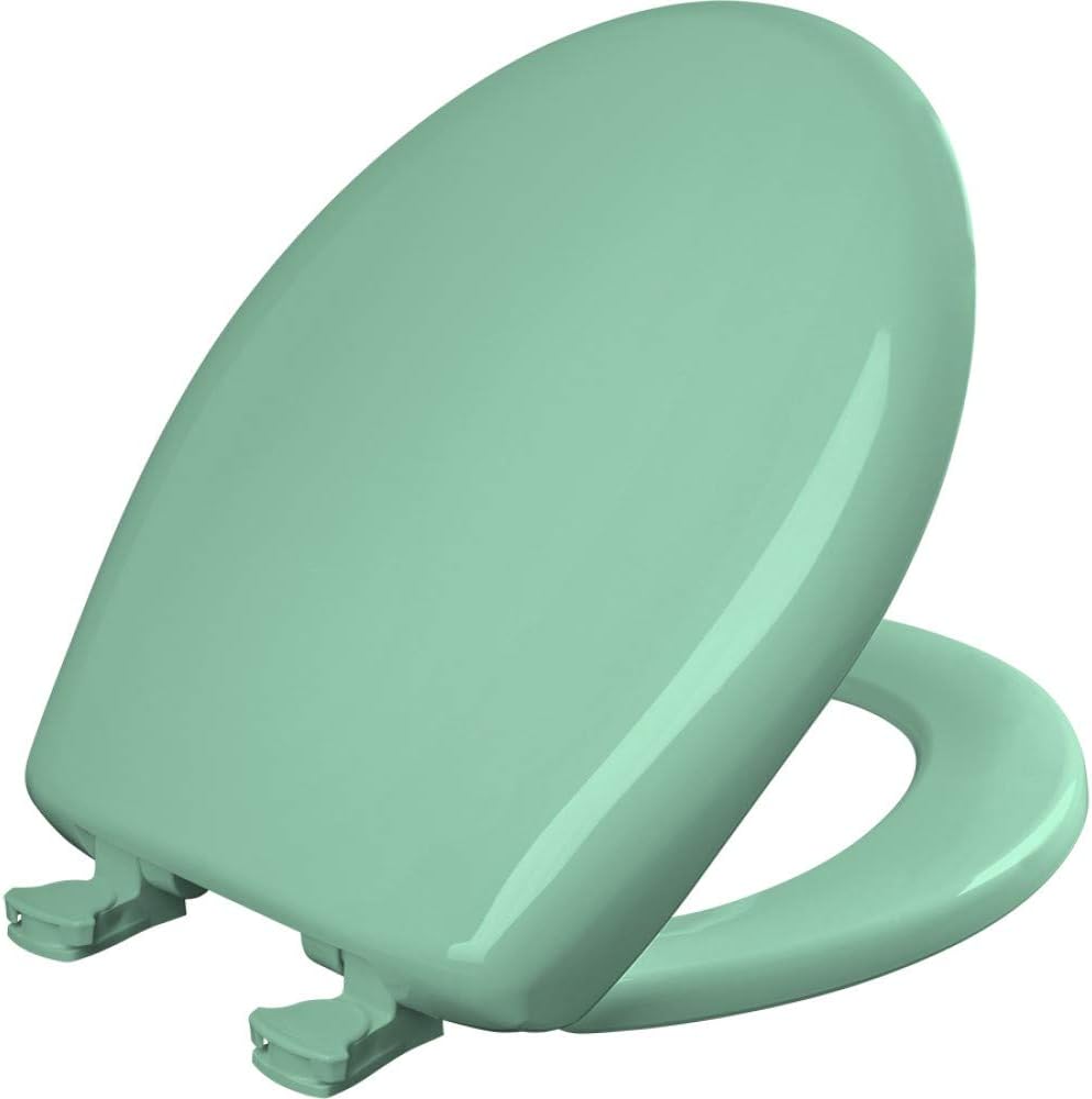 Classic Colors Slow Close Toilet Seat, Easy Clean Hinges and Durable Plastic Seat, Made in USA, Round, Dresden Blue