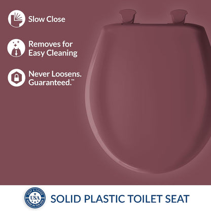 Classic Colors Slow Close Toilet Seat, Easy Clean Hinges and Durable Plastic Seat, Made in USA, Round, Dresden Blue