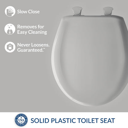 Classic Colors Slow Close Toilet Seat, Easy Clean Hinges and Durable Plastic Seat, Made in USA, Round, Dresden Blue