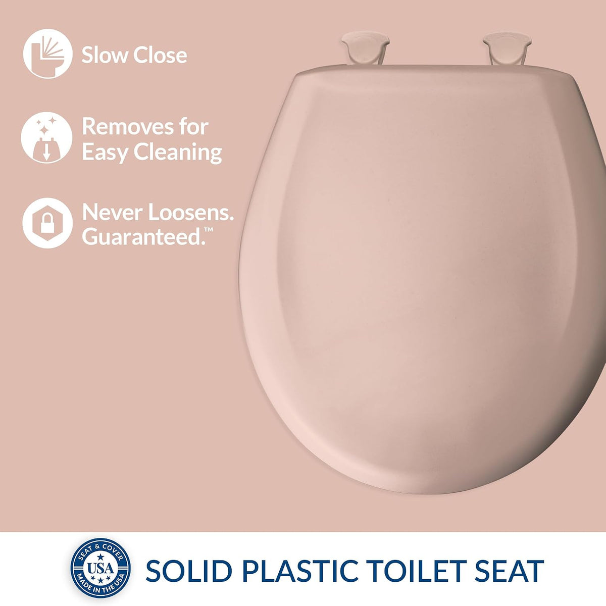 Classic Colors Slow Close Toilet Seat, Easy Clean Hinges and Durable Plastic Seat, Made in USA, Round, Dresden Blue