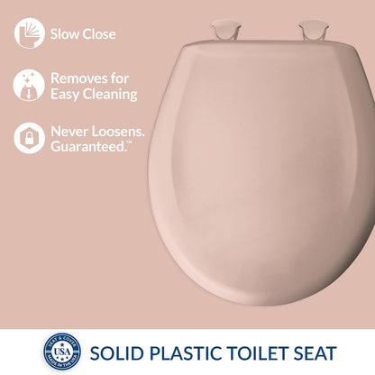 Classic Colors Slow Close Toilet Seat, Easy Clean Hinges and Durable Plastic Seat, Made in USA, Round, Dresden Blue