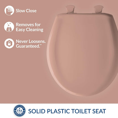 Classic Colors Slow Close Toilet Seat, Easy Clean Hinges and Durable Plastic Seat, Made in USA, Round, Dresden Blue