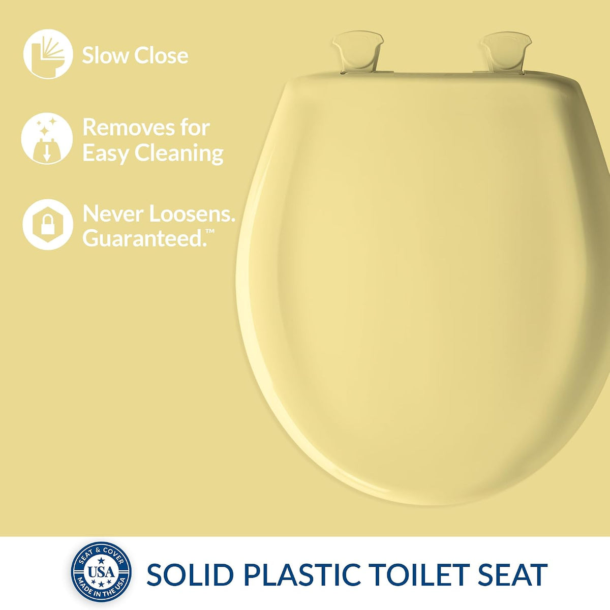 Classic Colors Slow Close Toilet Seat, Easy Clean Hinges and Durable Plastic Seat, Made in USA, Round, Dresden Blue