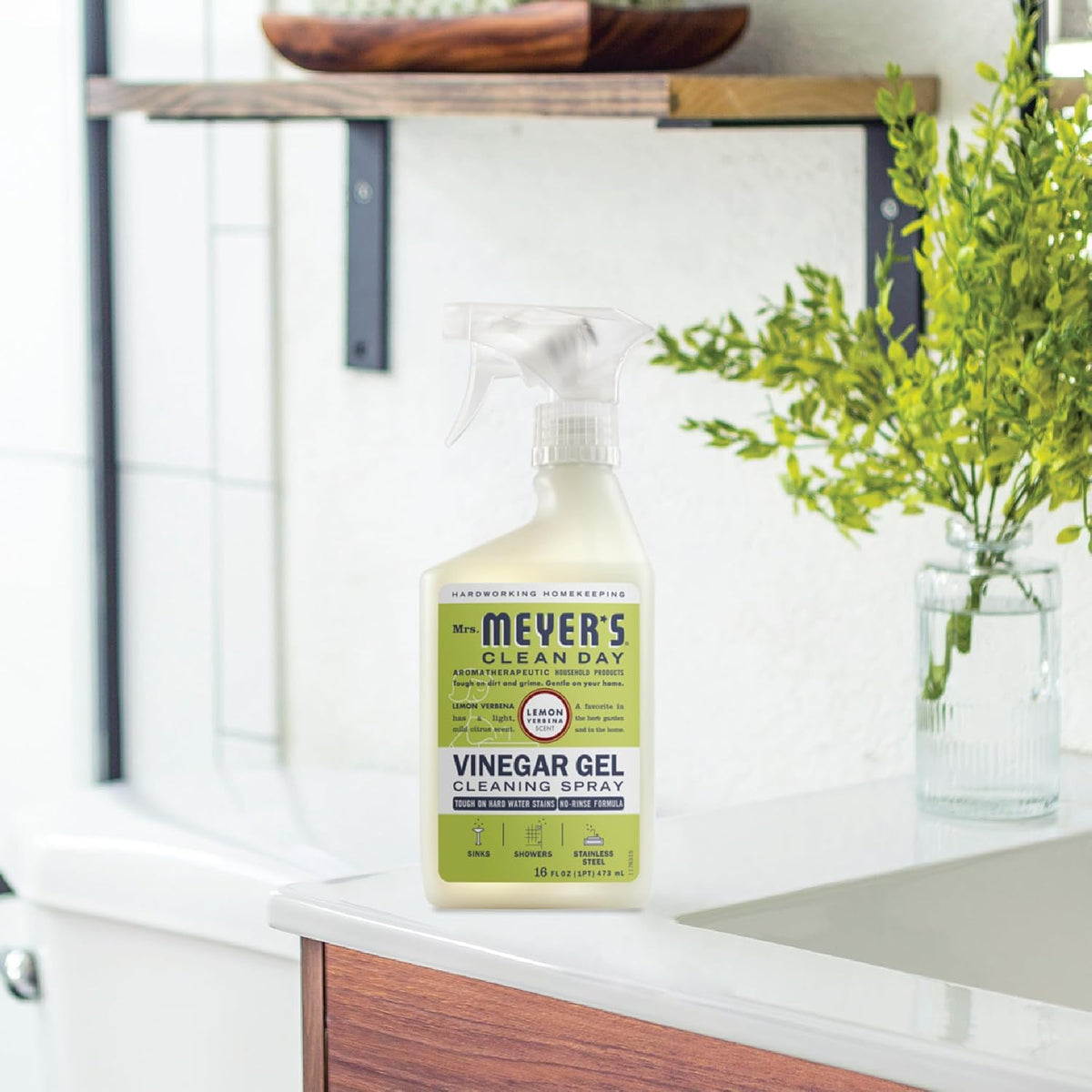 CLEAN DAY Vinegar Gel Cleaning Spray, Apple Blossom, 16 fl oz | Breaks Down Grime, Lifts Dirt from Surfaces, Bathroom Use, No-Rinse Formula